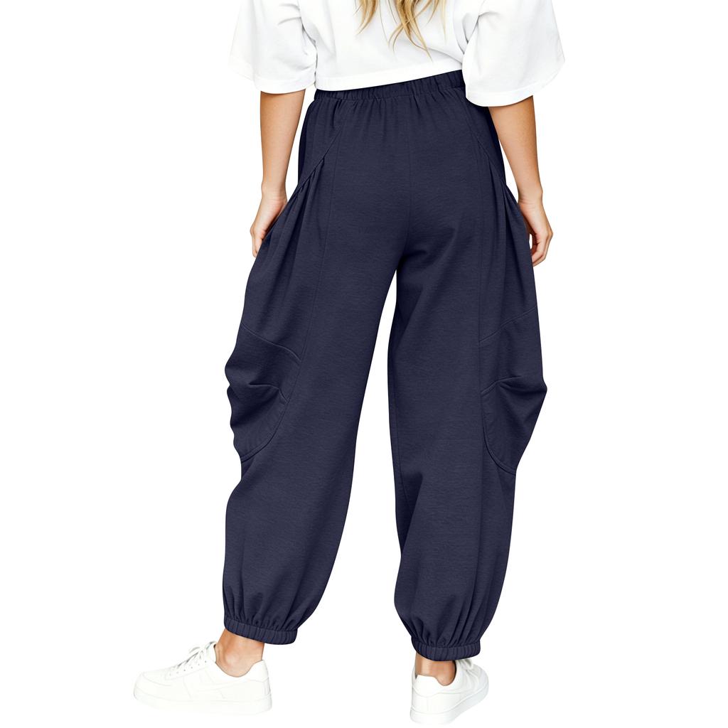Women's Loose-fitting Wide-leg Pants, Casual Loose-fitting Pants, High-elastic Waistband, Long Pants With Pockets