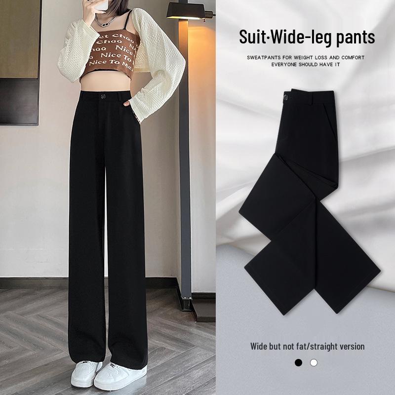 

2024 Женские летние тонкие брюки для похудения высокого класса: Черные модели с узкими брюками, прямыми брюками, широкими брюками L (Recommended 105-118 lbs)