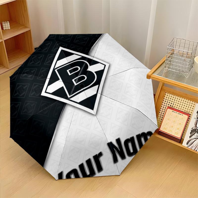 Borussia Mönchengladbach Automatic 3‑Fold Umbrella 8‑Rib Windproof Folding Umbrella Sun Rain Protection For Outdoor Travel Daily Use