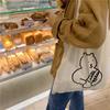 Korean Ins Niche Design Cute Cartoon Fun Pattern Thin Cotton Grey Cloth Bag Canvas Single Shoulder