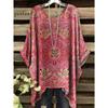 Damenbekleidung Bohemian Floral Tunika Übergröße Damen Bohemian Floralprint Tunika T-Shirt Kurzarm O-Ausschnitt Freizeitkleidung