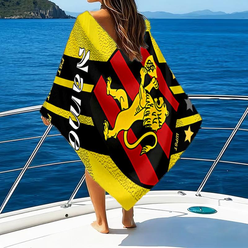 1PC Custom Name Beach Towel Recife Lion Crest Flag Beach Towel, Suitable for Camping, Travel, Beach Accessories, Super Absorbent, Family Gift