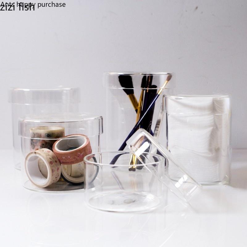 Transparent Glass Jar Candy Jars Cotton Swab Box Storage Tank Storage Jar Glass Box Organizer Decorative Jars Storage Boxes