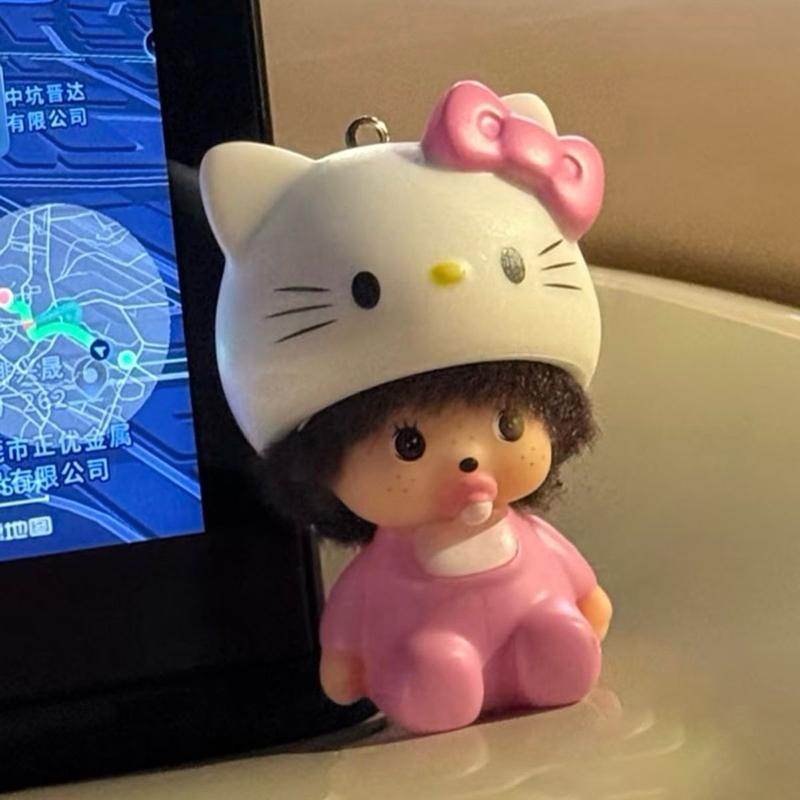 Cute Monchhichi Keychain Cartoon Monkiki Keyring Anime Figure Keychains Bag Pendant Kawaii Monchichi Toy Gifts for Carry Mini Lightweight Portable