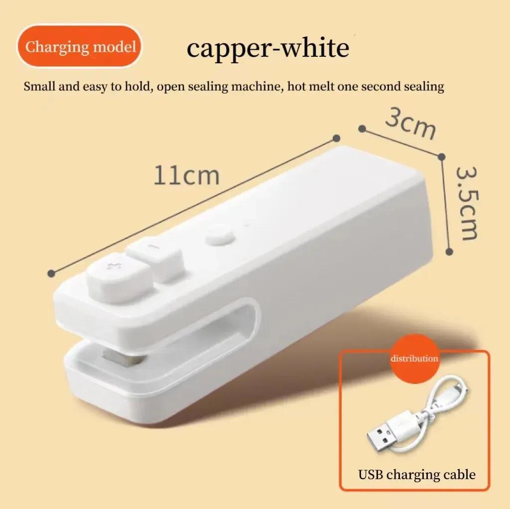 Portable Food-grade 2-in-1 Mini Plastic Bag Sealing Machine, Magnetic Suction Design, Strong Sealing, Keeps Kitchen Food Fresh