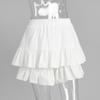Summer High Waist Cotton Ruffle Hem Shorts Skirt, Solid Polka Dot Korean Style Casual Shorts for Women European American Fashion