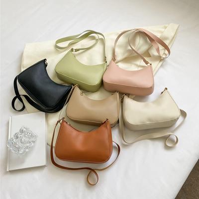 Retro Einfarbig PU Leder Schulter Unterarm Tasche Damen Mode Handtaschen Hobos Geldbörsen und Handtasche Damen Umhängetaschen