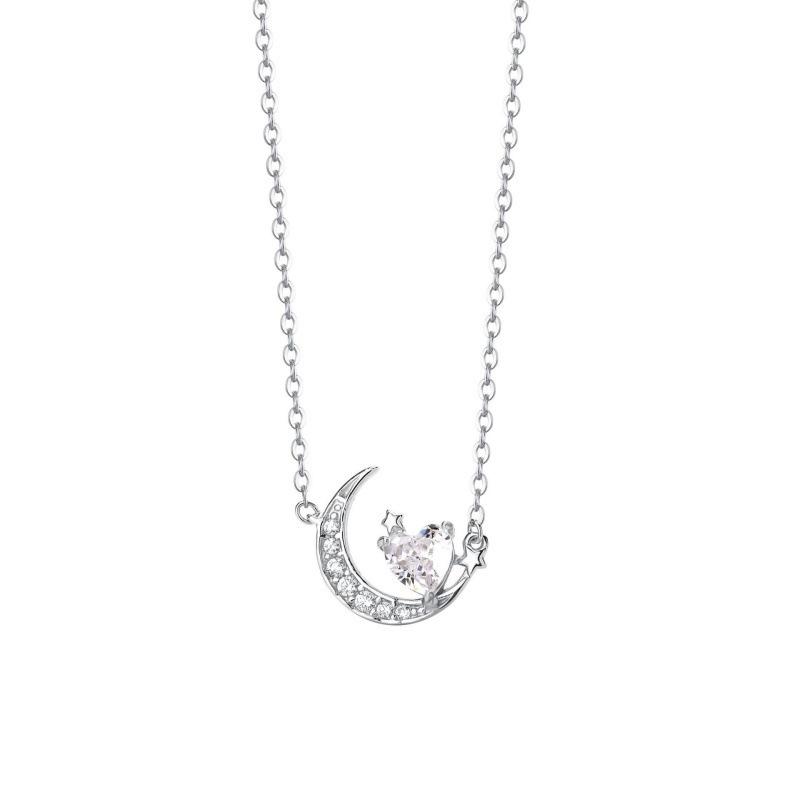 Beixi S925 Sterling Silver Star-Moon-Heart Necklace - Luxury Design Jewelry