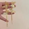 Exaggerated Crystal Butterfly Tassel Earrings for Women Vintage Metal Hollow Drop Earrings Wedding Jewelry Accessories Gifts