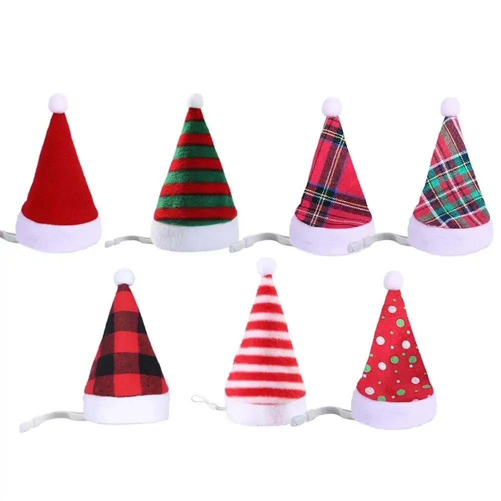 Chapéu de Cão Chapéu de Natal Listrado para Animais de Estimação Multicolorido Gato Cão Fantasia Chapéu para Cabeça Chapéus para Cães de Estimação para Decoração de Festa de Natal