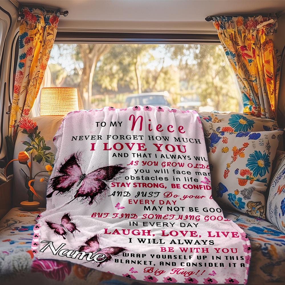 To My Niece Customize Your Name Rv Blanket Comfortable Soft Lightweight Multipurpose Blanket For Travel Camping Picnics Sofas Rvs Beds Living Rooms