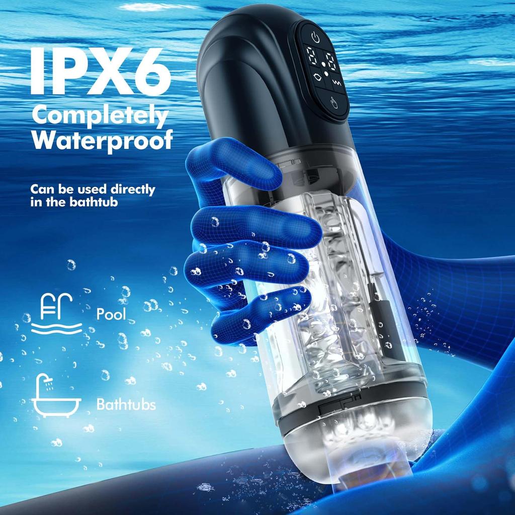 Automatic Suck Male Masturbator with 3D Textured Rubber Vagina for Men Penis Pumps Cup Hands Free Blowjob Stroker Pocket Pussy