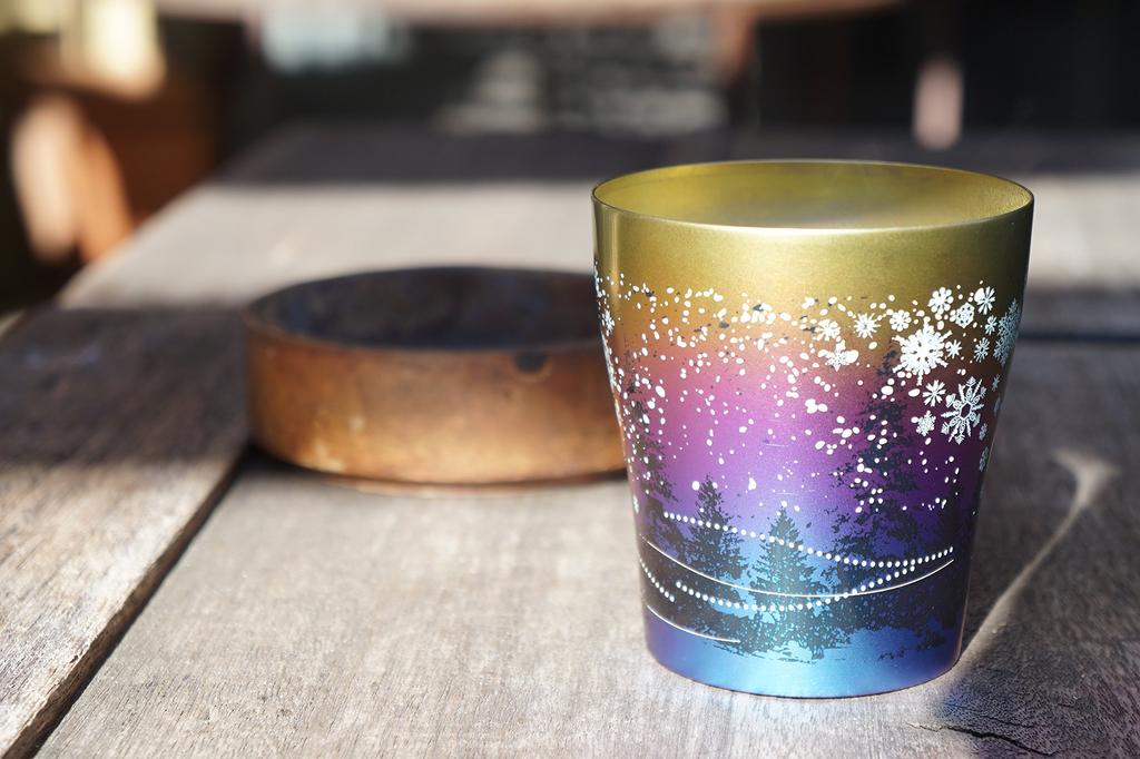 HORIE Made in Niigata Prefecture Pure Titanium Double Tumbler 250cc Snow Flower Aurora Set 2 T15SK250ARSET Tsubame,