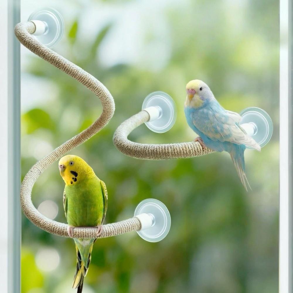 Linen Rope DIY Bendable Perch for Birds Comfortable Grip Easy To Install Suction Cup Bird Climbing Rope Non-slip Durable