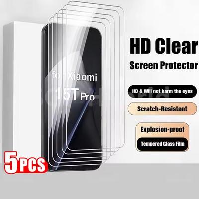 5 ks ochranných fólií na displej pro Xiaomi 15T / 15T Pro HD z tvrzeného skla Crystal HD Glass