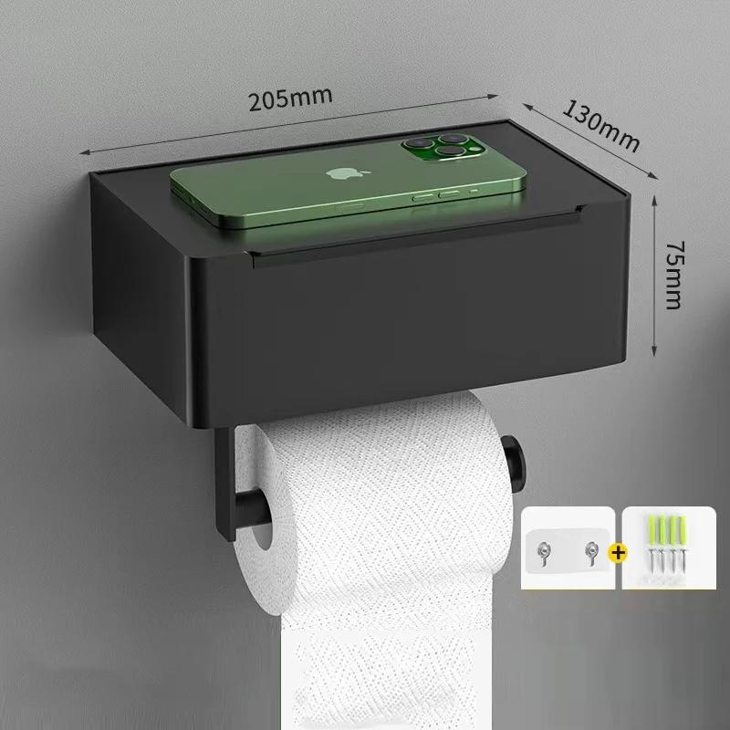 

Многофункциональный держатель для рулонов туалетной бумаги из черной нержавеющей стали, стойка для хранения в ванной комнате с диспенсером для салфеток, полка для держателя рулонов туалетной бумаги чёрный