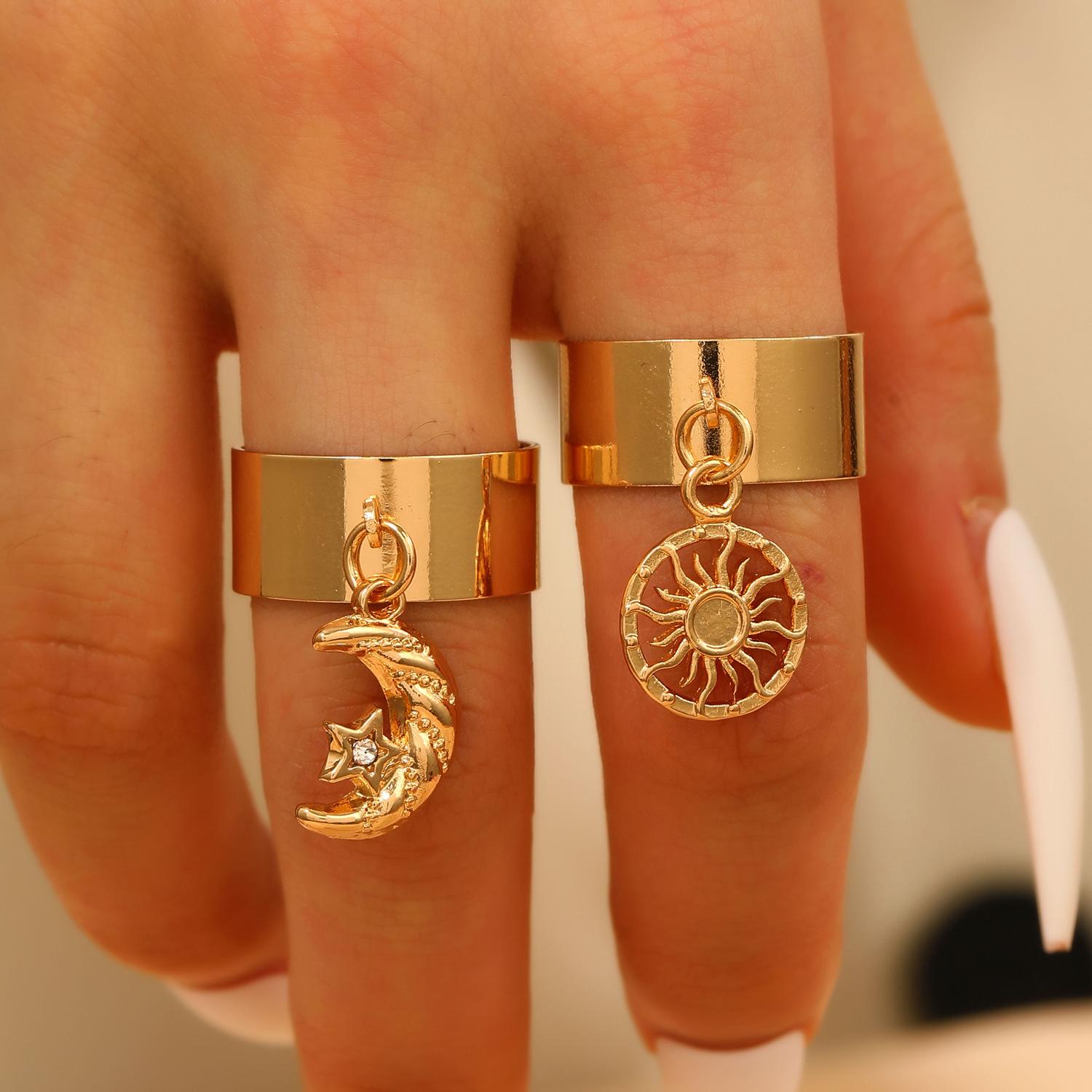 

Light Luxury Fashion Retro Open Sun Moon Ring 1 pcs