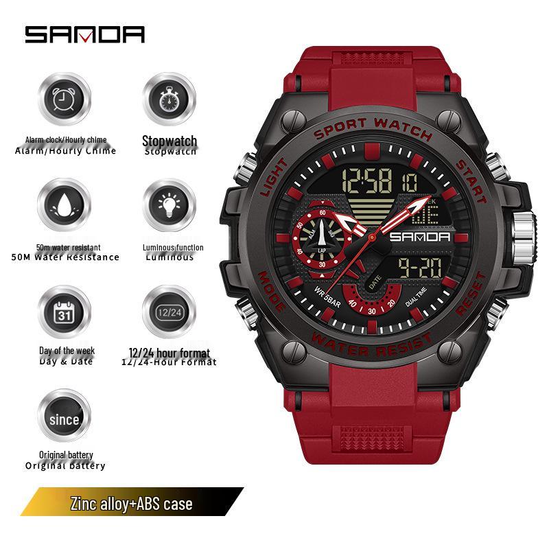 SANDA Dual Display Waterproof Watch for Men & Women - Trendy, Versatile, Multi-functional Wristwatch
