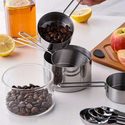 Stainless Steel Measuring Cup Measuring Spoon Set Ergonomic Handles Measuring Cups & Spoons Set Dishwasher Safe Kitchen Tools for Cooking & Baking