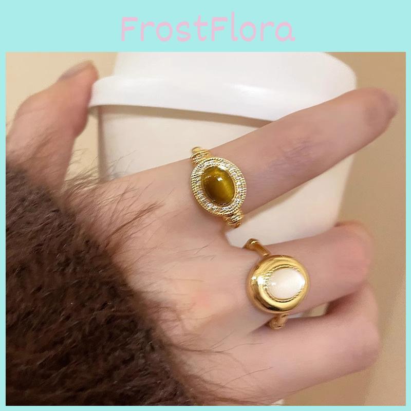 2024 Neuer Stilvoller Geometrischer Offener Verstellbarer Kupfer Tigerauge Ring Für Frauen