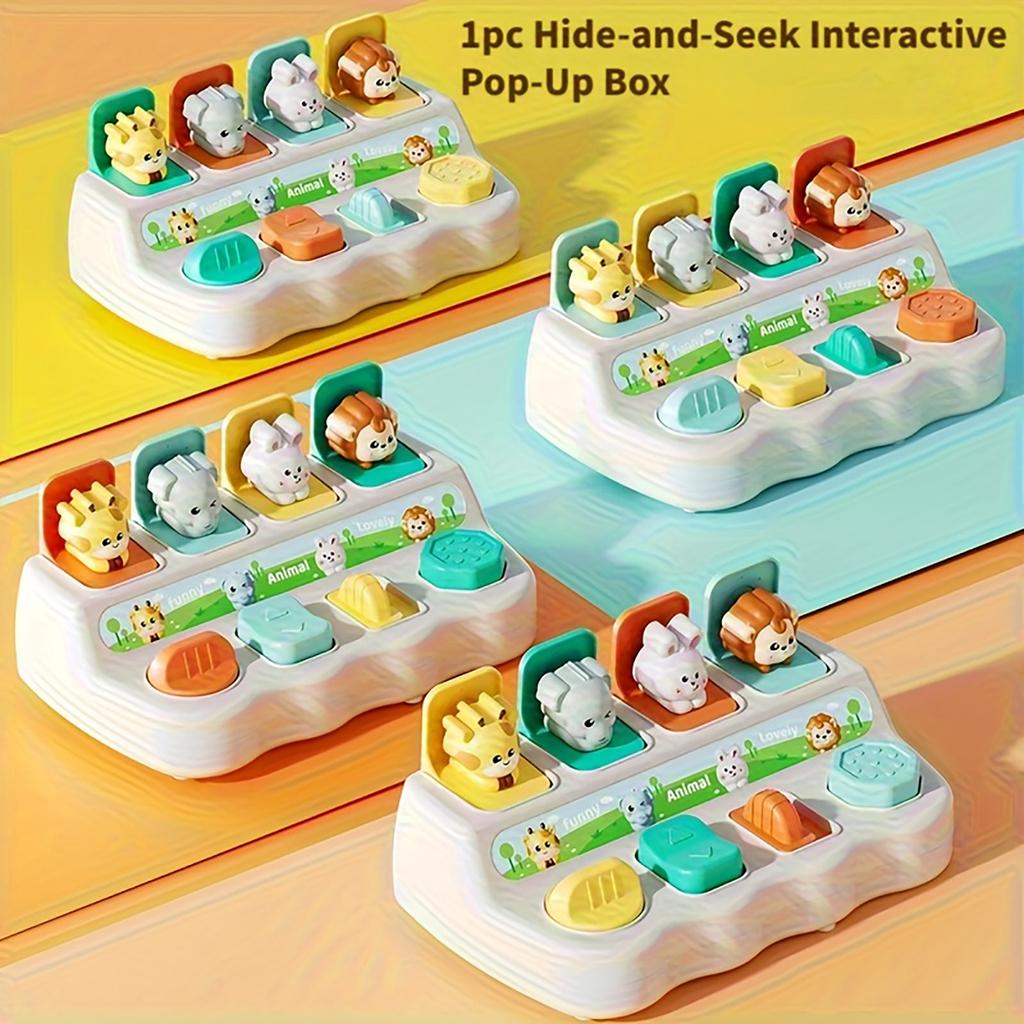 Hide Seek Button BoxToy With Animal Object Sensory Switches  Toddler Learning Toy For Fine Motor Skills  Hand Eye Coordination