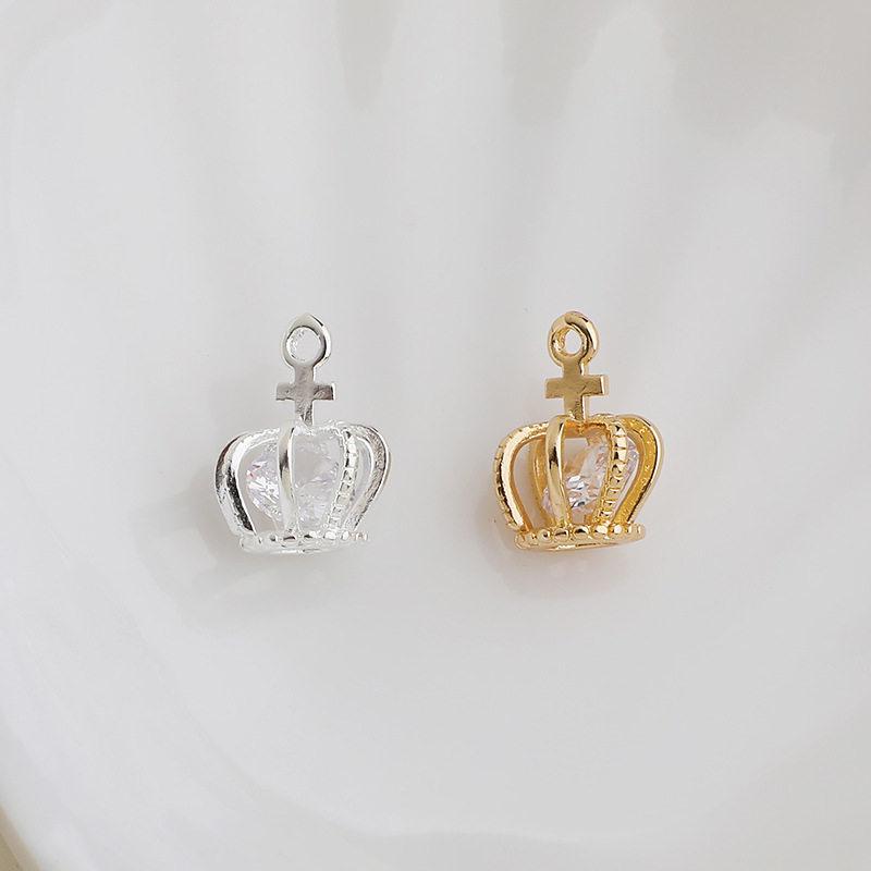 תליון צלב כתר זירקון מצופה זהב 14K להכנת תכשיטים בעבודת יד, שרשראות וצמידים