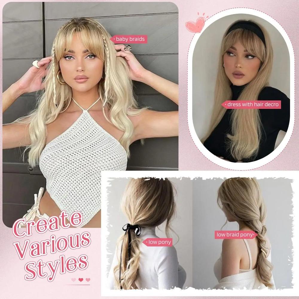 Straight Layered Hair Topper with Bangs Ombre Natural Topper Hairpieces for Women