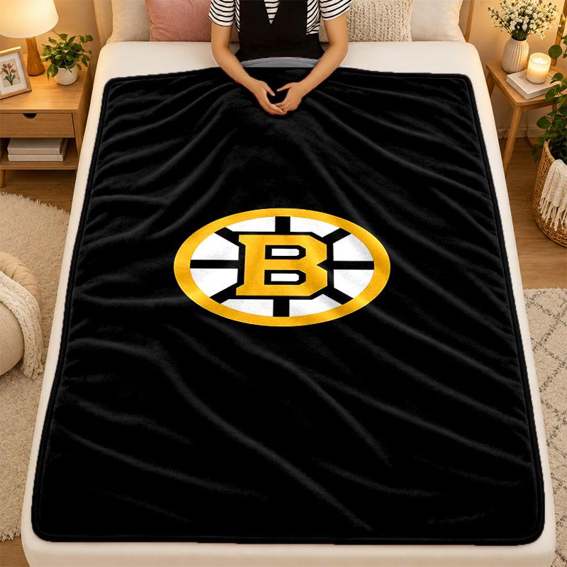 Flannel BlanketBoston Bruins Warm Soft Throw Blanket for Indoor Sofa Bed Living Room Use