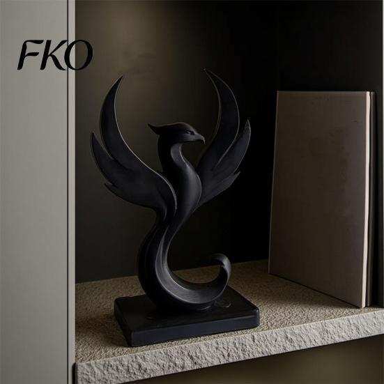 3D Printed Phoenix Decor Figurine Modern Minimalist Abstract Statue Desktop Sculpture Decoration for Home Office Living Room Whtie