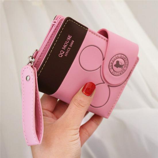 Trendy Women's Short Wallet: Cartoon Zipper Wristlet & Coin Purse