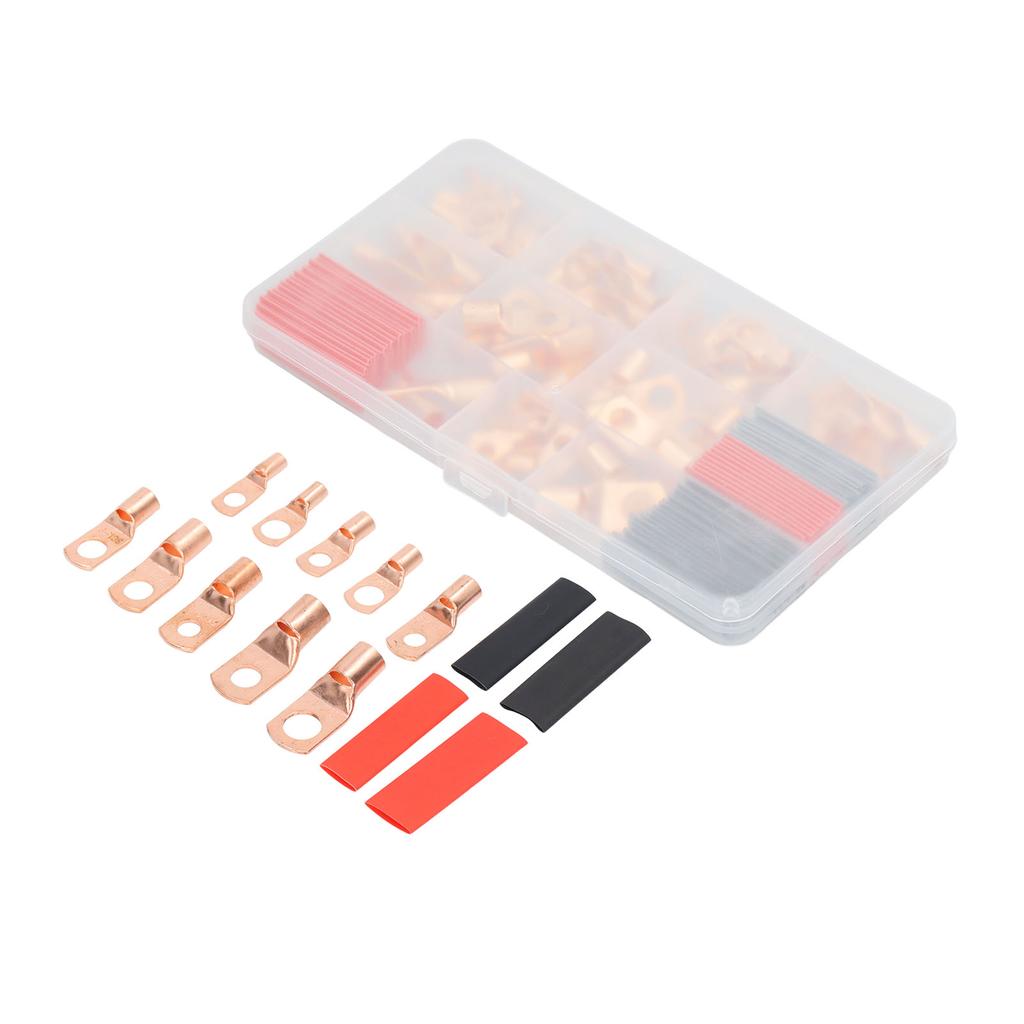 120Pcs Copper Wire Lugs Heat Shrink Kit High Temperature Resistant Tubing Ring Terminal Connectors