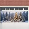 Cheerful Winter Garage Door BannerRobust Outdoor Christmas Decoration Made of Polyester Design with Snow-Covered Tree