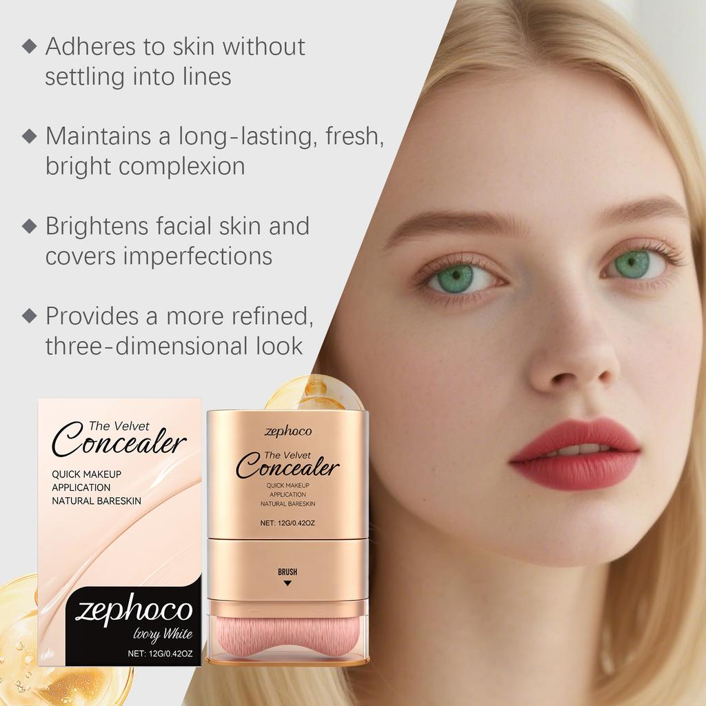 zephoco Ivory White 2-in-1 Concealer Foundation Stick, Lightweight, Comfortable, Moisturizing, Natural Makeup Product
