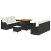 Ensemble de Canapés de Jardin 9 pièces vidaXL avec coussins Noir Rattan Synthétique Acacia, Canapé de Jardin 2 places vidaXL 3362215