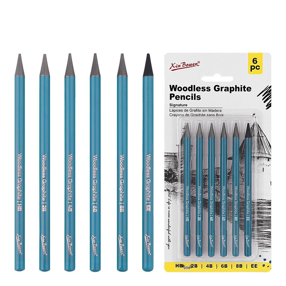 Graphite Charcoal Pencil Set - 6 Pieces: Hard, Medium & Soft for Art, Students & Sketching