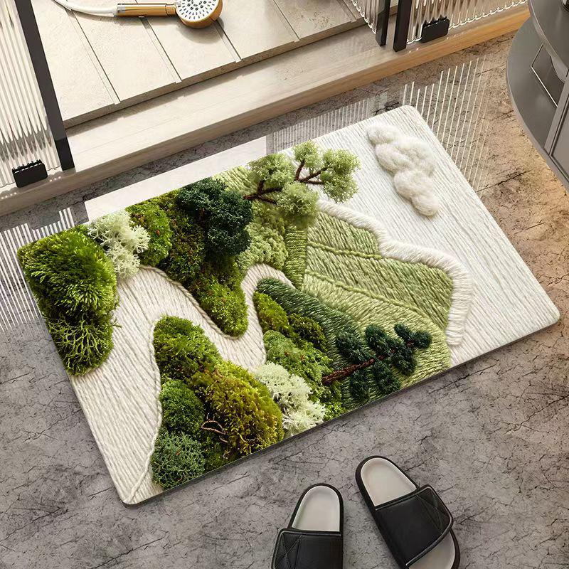 Non-Slip 3D Stereo Diatom Mud Bathroom Mat: Quick-Dry, Water-Absorbent, Wear-Resistant Floor Mat for Toilet & Entrance