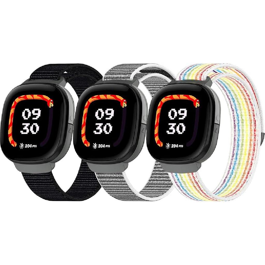 3-Pack Nylon Bands Compatible with Google Fitbit Ace LTE (2024), Breathable Sport Replacement Straps Soft Adjustable Solo Loop Nylon Wristband for