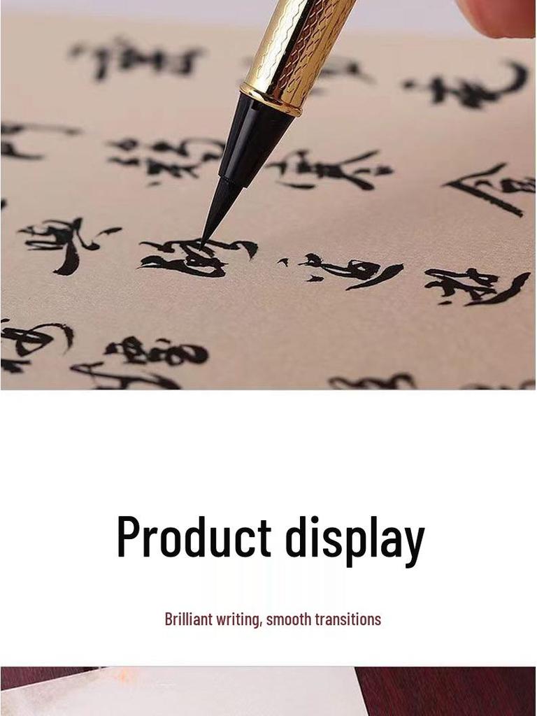Sandalwood Brush Pen: Portable Calligraphy Soft Tip, Regular Script Ink Cartridge, Engravable Pen