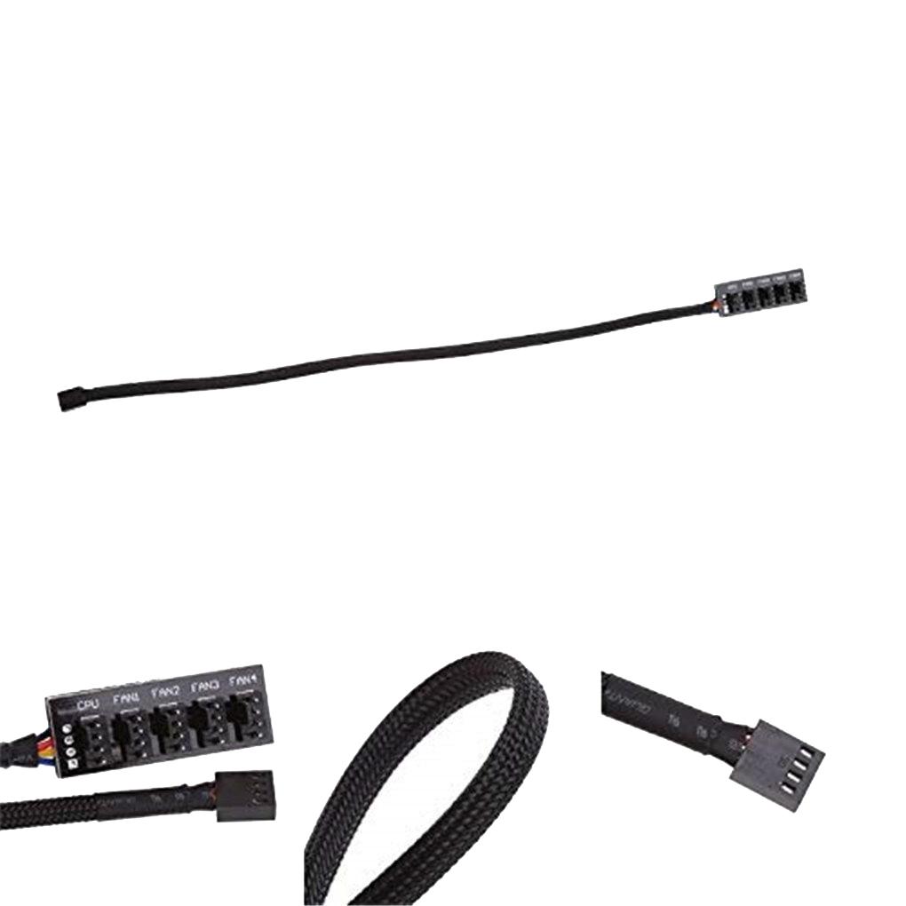 1 to 5-Port 4-pins PWM CPU Cooler/ Case/ Chasis Cooling Fan Power Cable Hub Splitter Adapter Black Sleeved 40cm