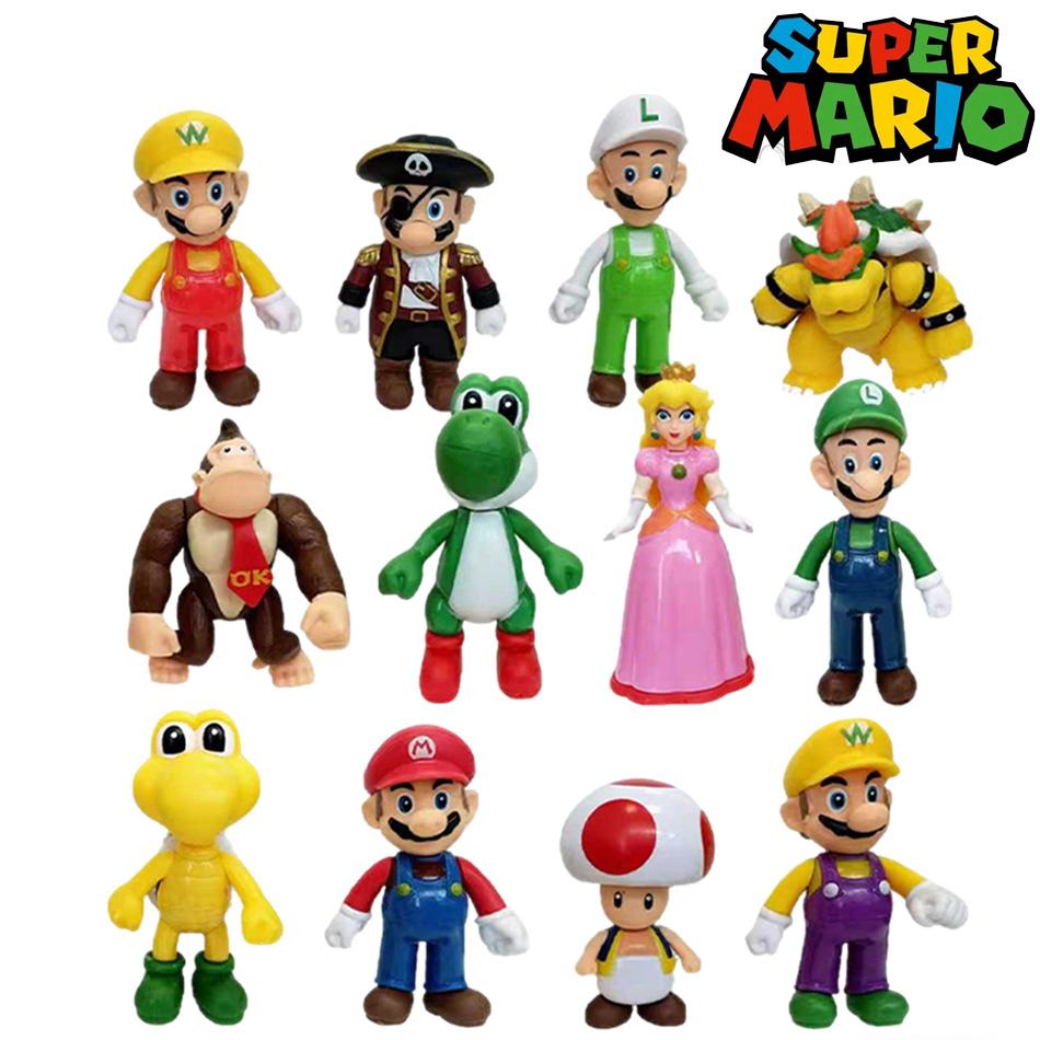 In Stock Super Mario Bros Action Figures Set 5-18 Pcs Collectible Anime Figurines With Movable Joints Kids Party Favors Toys