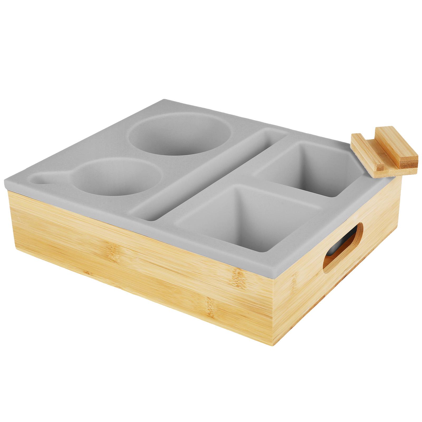 

Cup Holder Sofa Drink snack Remote control Phone Holder Rotatable Couch Organizer Tray 5 Compartments Removable серый