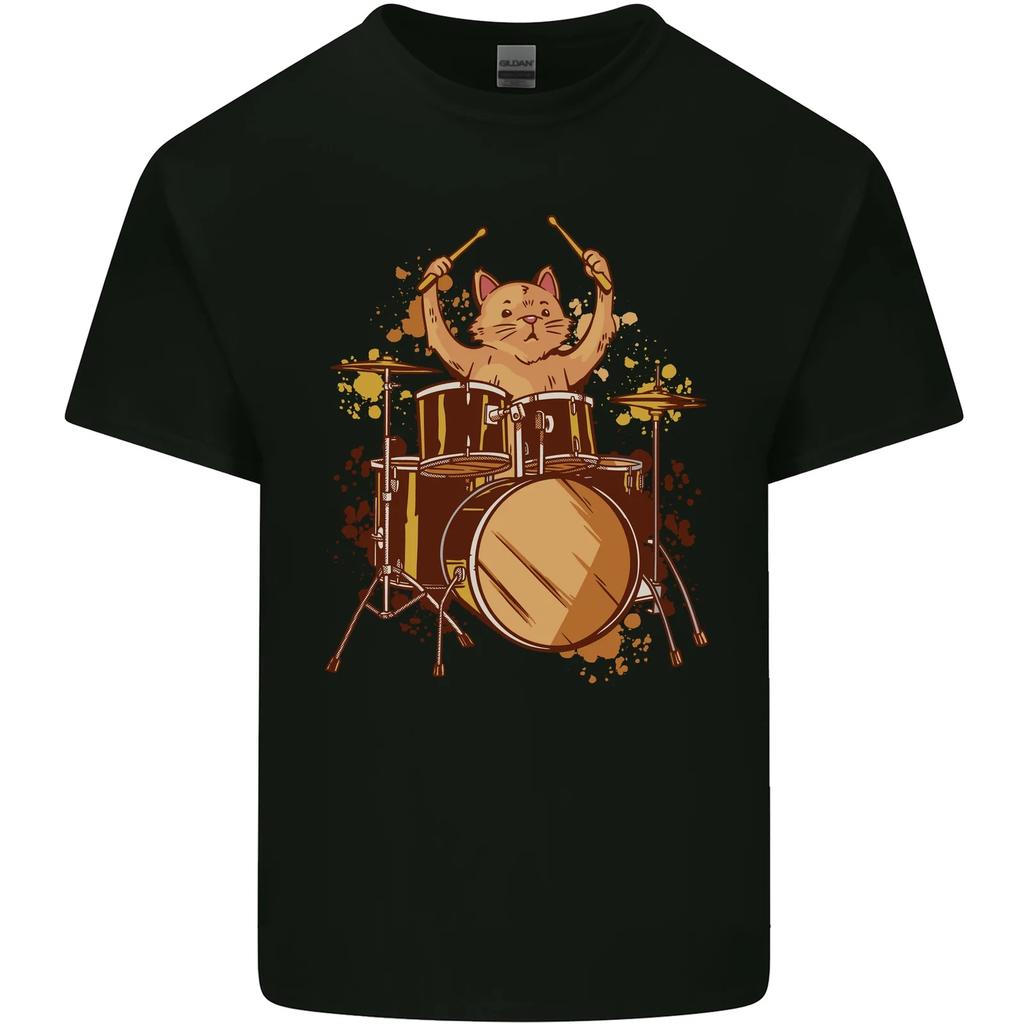 A Cat Drummer Drumming Kids T-Shirt Childrens