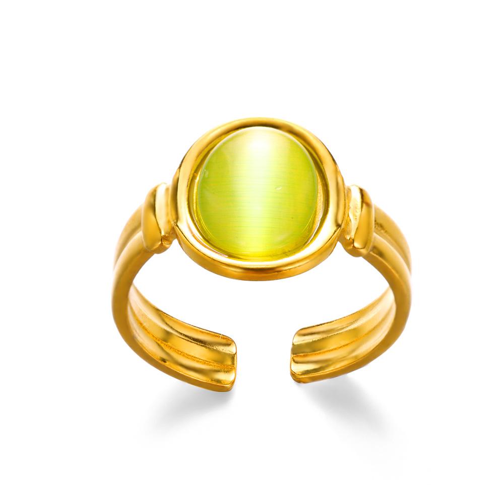 Colorful Cubic Zircon Rings for Women Gold Color Stainless Steel Open Ring Vintage Boho Wedding Party Jewelry Gift Accessories