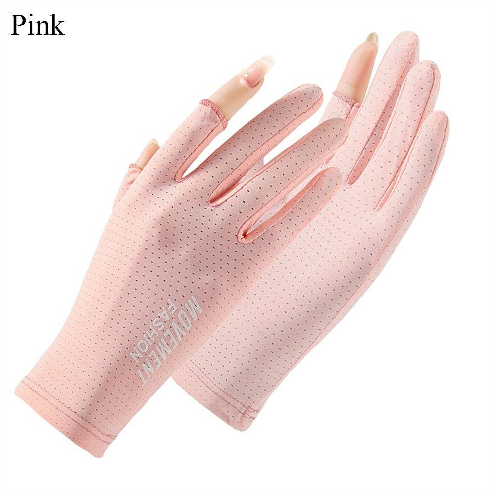 Ice Silk Sun Protection Gloves Elastic Cycling Driving Gloves Fashion Sunscreen Gloves  Women Girls