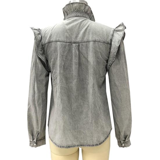 Dámská jednořadová halenka s límečkem typu "panenka", pohodlná, podzimní jarní módní halenka, dámské oblečení