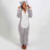 Women's Fashion Fleece-Lined Thickened Fleece Hooded Pyjamas With Zip-Up Onesie