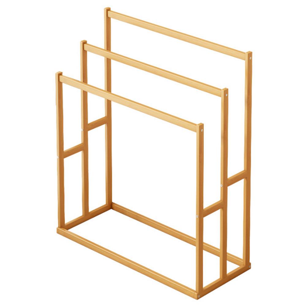 Wood Vertical Towel Rack with 3 Hanging Crossbars 3 Tier Standing Towel Rack Floor Towel Rack for Bathroom Dorm Bedroom Pool