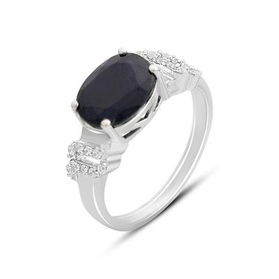 Silver Ring with Natural Sapphire 3.507ct, Cubic Zirconias, Item Weight 3.39 G (2162667)