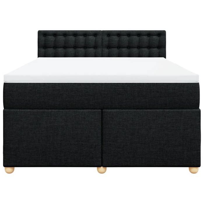 Exclusive House - Slatted Bed Base with Mattress Black 140x190 Cm Fabric