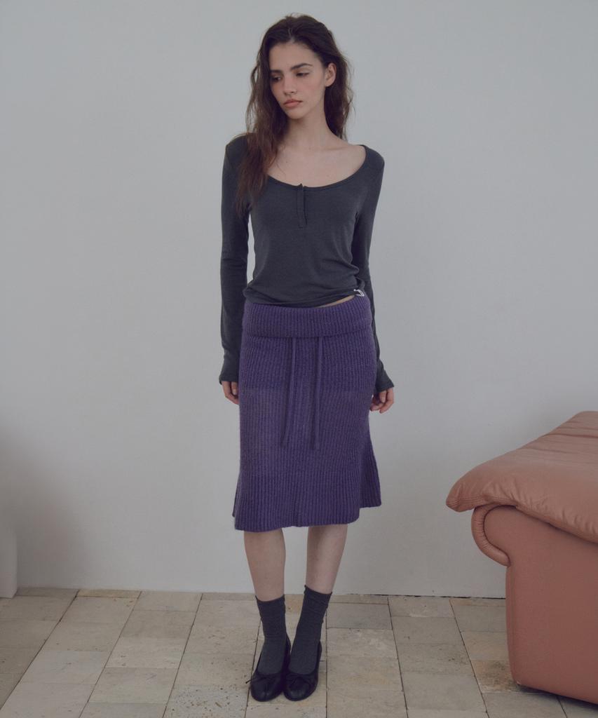 CITTA Hook And Eye Henley T-Shirt_Ctt3032(Charcoal)
